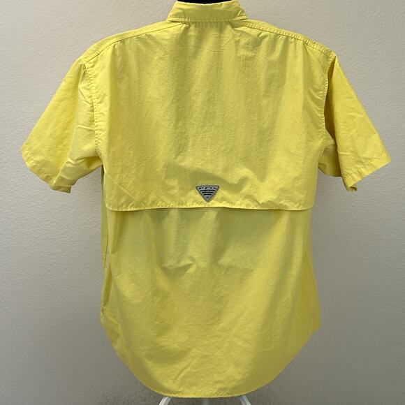 Columbia PFG Omni-Shade Bahama Button Front Shirt Fishing Vented Yellow M Medium - Picture 3 of 12